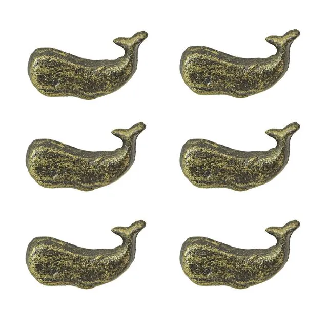 Rustic Bronze Cast Iron Whale Drawer Pull Set of 6