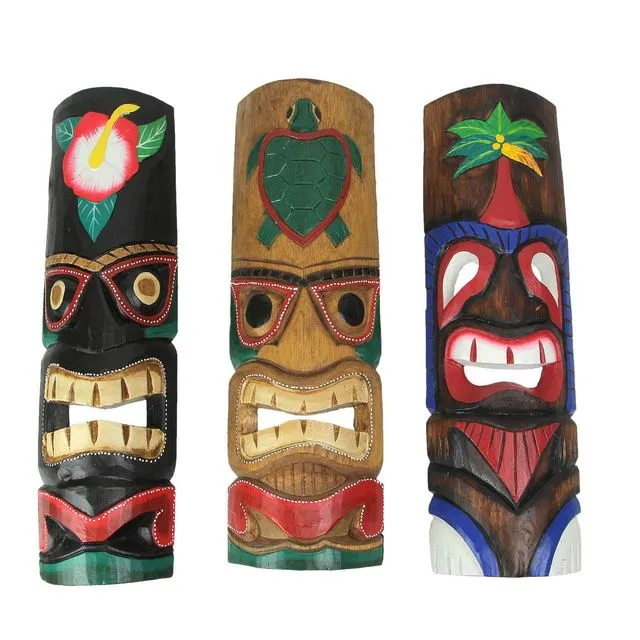 Set of 3 Tropical Tiki Wall Masks - 20 inch