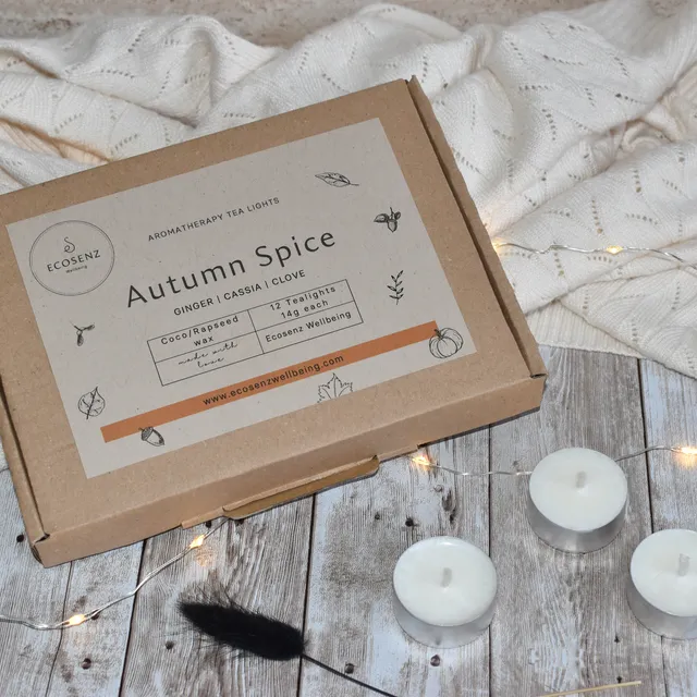 Autumn Spice Aromatherapy Tea Lights, Rapeseed & Coconut Wax