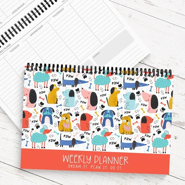 Pawsome Dogs Weekly Desk Planner (A4)