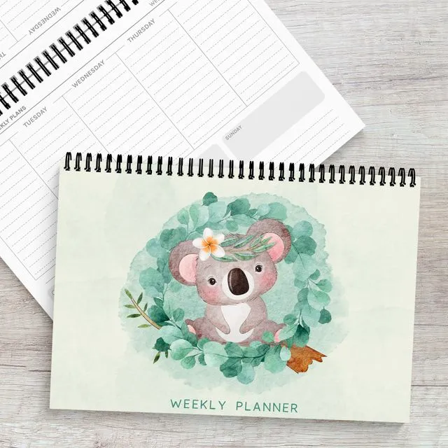 Koala Blush Weekly Desk Planner (A4)