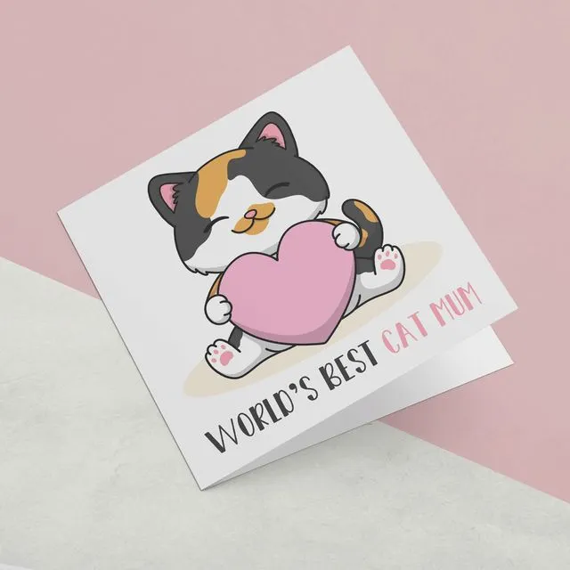 Worlds Best Cat Mum Greeting Card