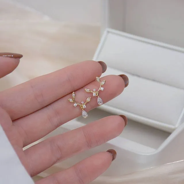 14K Gold Fairy Crystal Drop Earring | S925 Sterling Silver