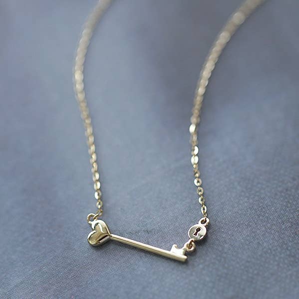 14K Gold Love Key Necklace｜S925 Sterling Silver