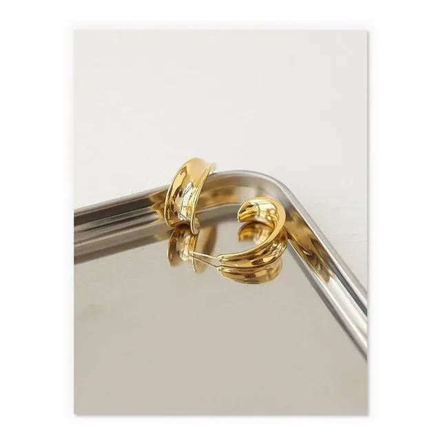 C- Shaped Bump Earring|18k Gold Plated Brass