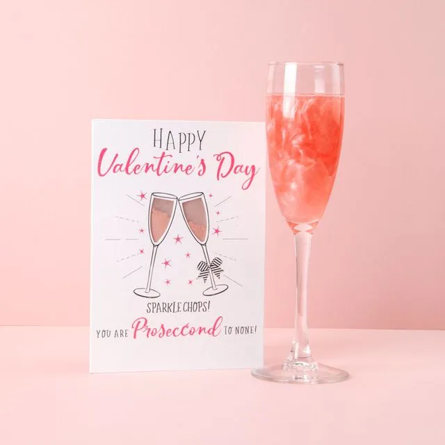 Shimmer for drinks greetings card - Happy Valentines Day Sparkle Chops!