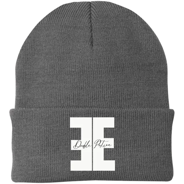 Double Portion Embroidered Knit Cap