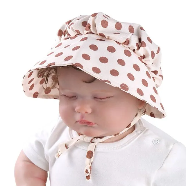 Baby Thin Polka Dots Tied Sun Protection Hat - LIGHT PINK