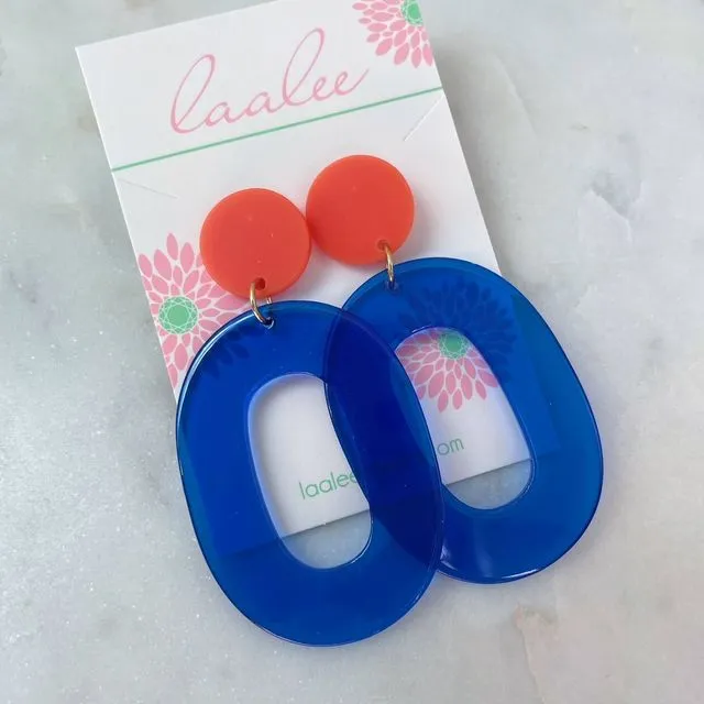 Orange and Blue Earrings Studs, Football Gameday Jewelry