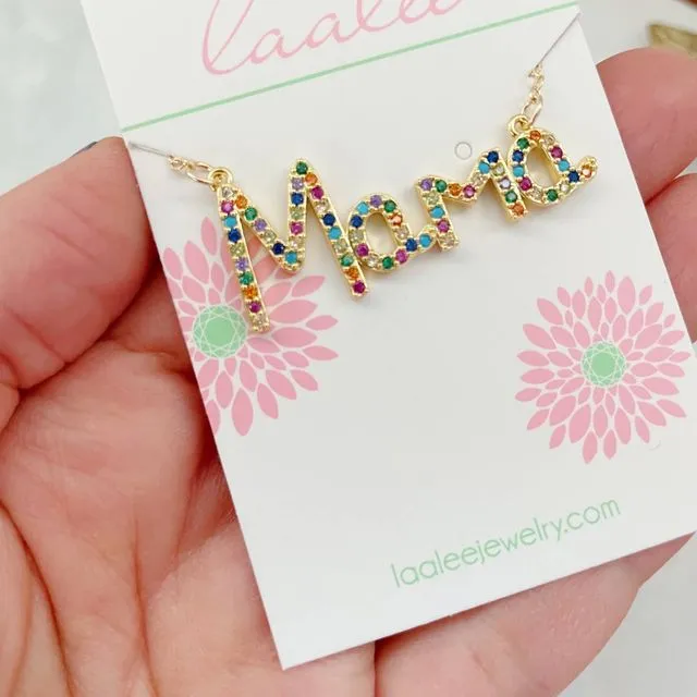 Colorful Mama Necklace Mothers Day Jewelry, Mothers Day Gift