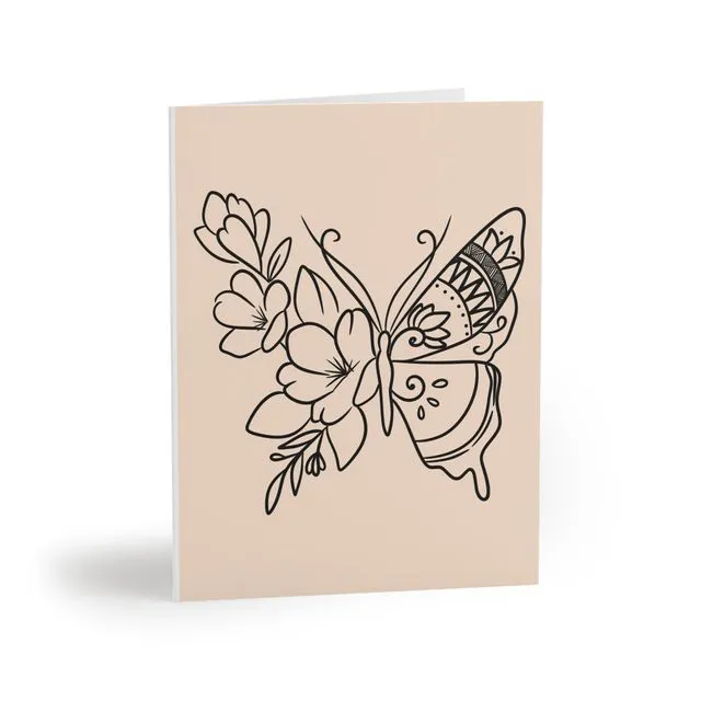 Floral Butterfly Blank Greeting Card (8, 16, and 24 pcs)