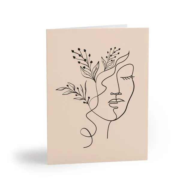 Floral Face Blank Greeting Card (8, 16, and 24 pcs)
