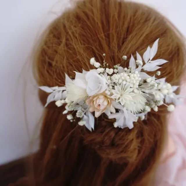 bridal comb babys breath Bridal hair piece ,dried flower comb, wedding hair accessory ,bridal floral comb