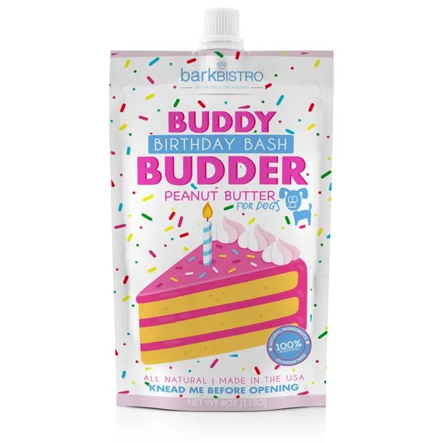 Dog Peanut Butter - 4oz Squeeze Packs Birthday Bash Buddy Budder