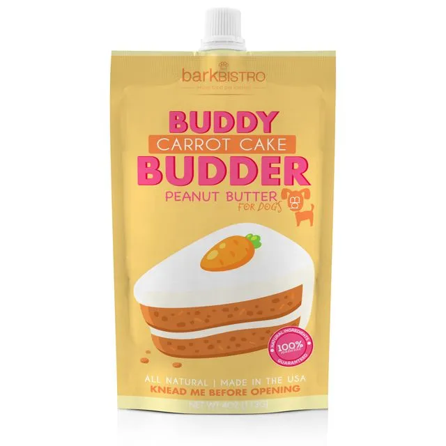 Dog Peanut Butter - 4oz Squeeze Packs Carrot Cake Buddy Budder