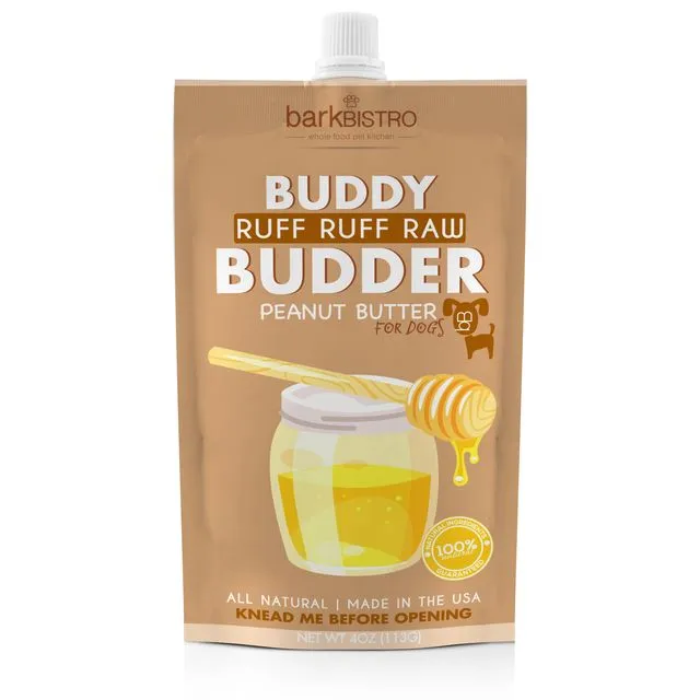 Dog Peanut Butter - 4oz Squeeze Packs Ruff Ruff Raw Buddy Budder