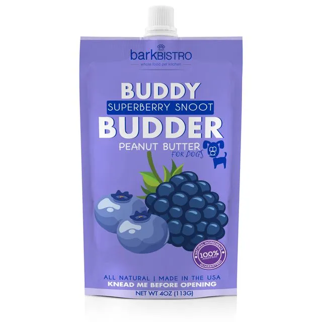Dog Peanut Butter - 4oz Squeeze Packs Superberry Snoot Buddy Budder
