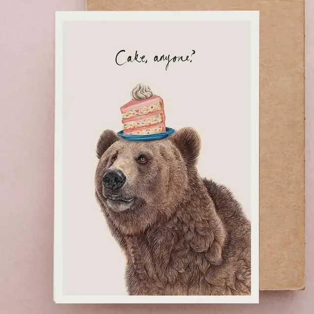 Bear Birthday card | Funny Birthday Cake Greetings Cards