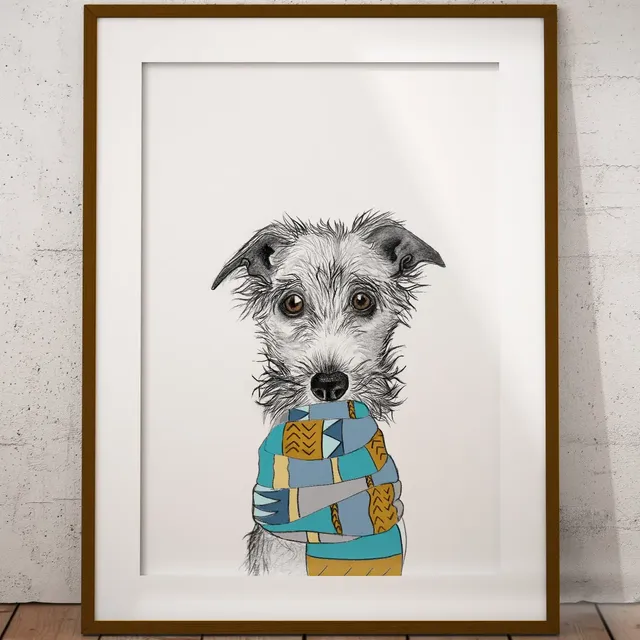 Bedlington Whippet Print | Dog Art Illustration