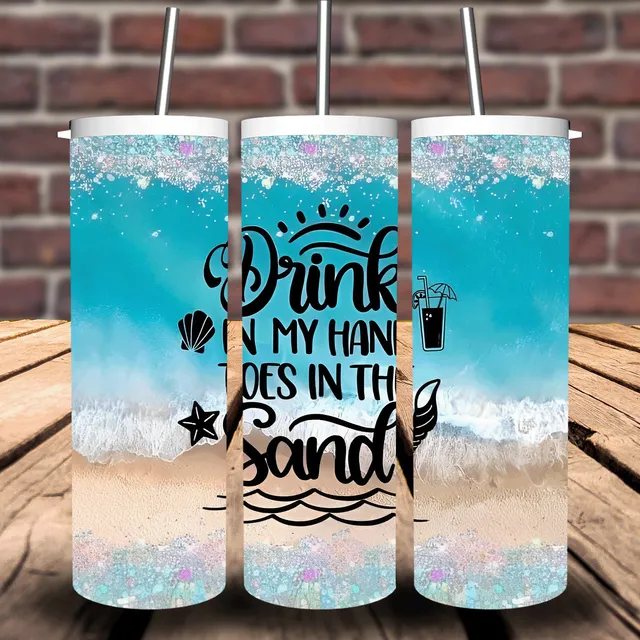 Toes in the Sand Beach Lake Sublimation Tumbler 20oz 30oz