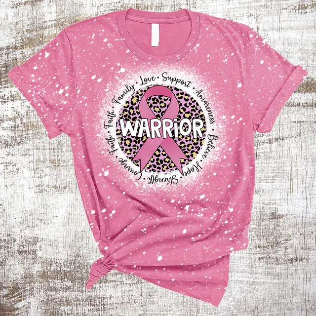 Warrior Breast Cancer Pink Ribbon Bleached Tee