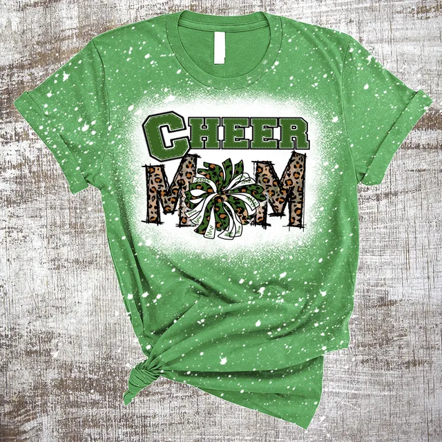 Cheer Mom Spirit Shirt School MULTI-COLOR Bleached Tee