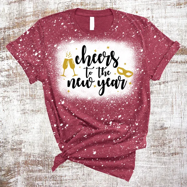 Cheers To The New Year Sublimated Bleached Tee