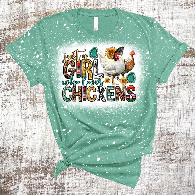 Just a Girl Who Loves Chickens Western Farm Bleached Tee