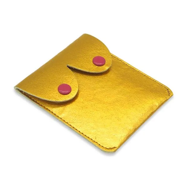 Vegan Pineapple Leather Boob Pouch: Metallic Gold Coin Purse