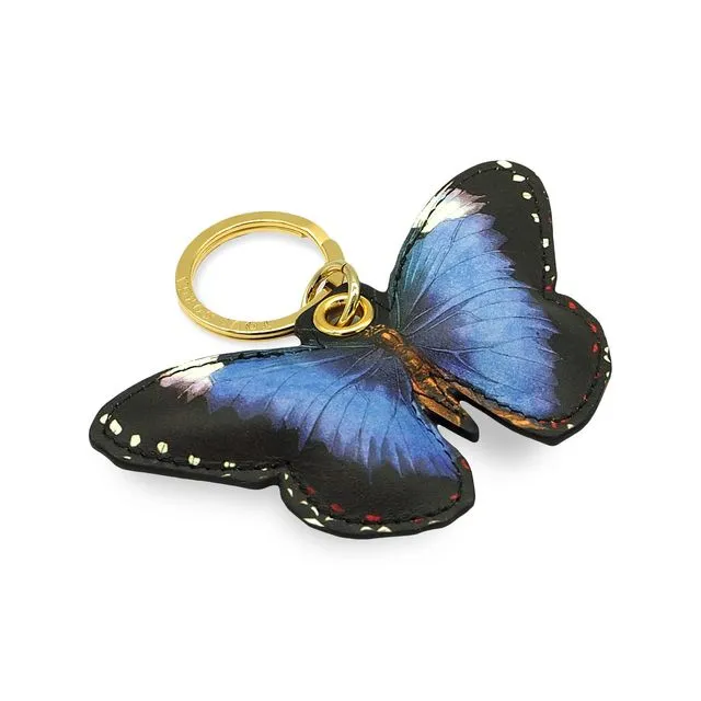 Royal Blue Butterfly Key Chain - Printed 100% Leather