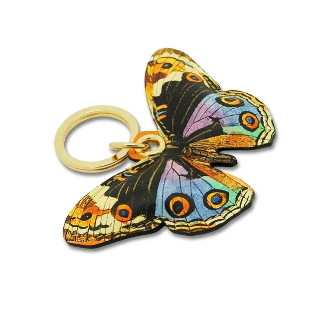 Multicolour Butterfly Key Ring - Printed Genuine Leather