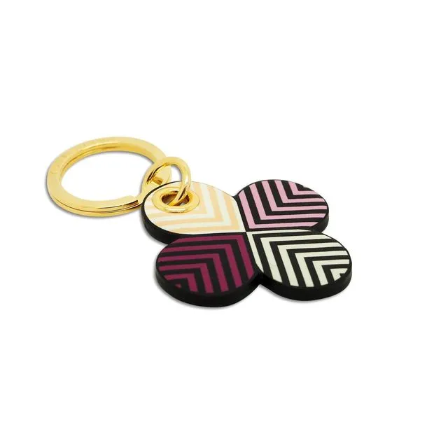 Leather Key Ring - Lucky Lilac Clover