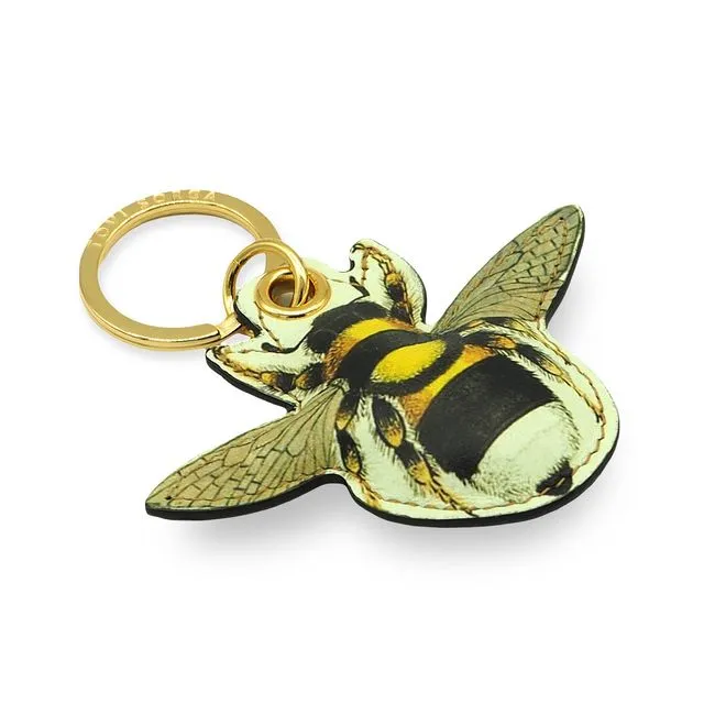 Bee Key Chain - Printed Genuine Padded Leather Key Ring