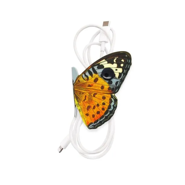 Marmaduke Butterfly Cord Wrap / Printed Leather Cable Tidy