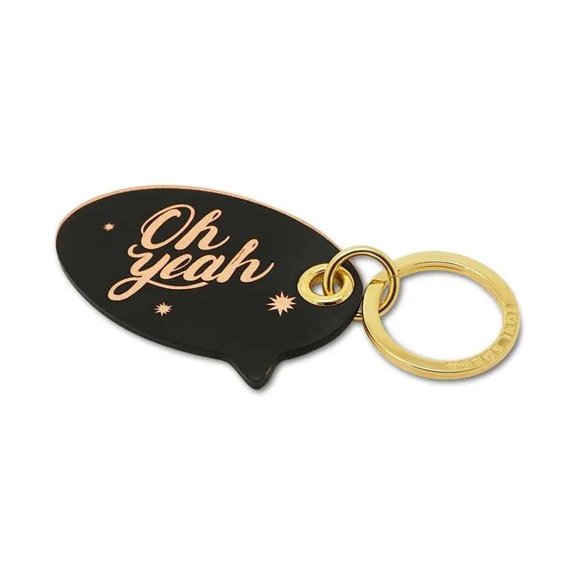 Rose Gold Leather Key Ring - "Oh Yeah" Positivity Mantra