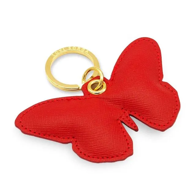 Butterfly Key Ring - Metallic Gold Leather Bag Charm