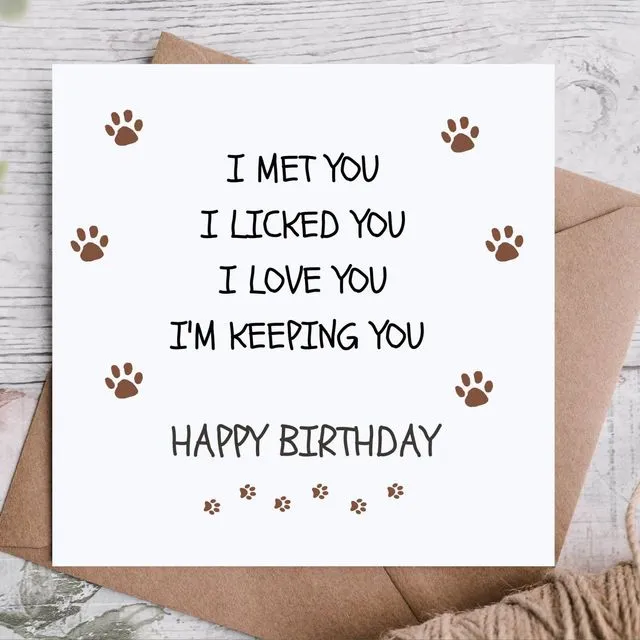 Dog Dad / Dog Mum Birthday Card From The Dog / Birthday