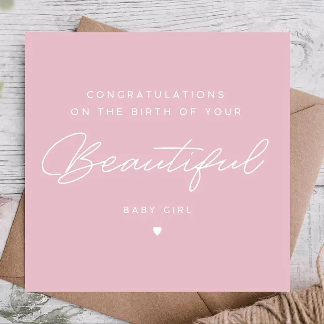 New Baby Girl Card / New Baby Card / Baby Card / Premium