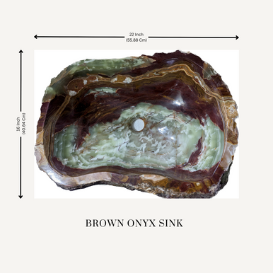 Marble Sink in Dark Brown and Multi-Green Onyx