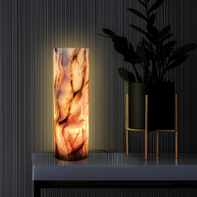 12 Inches Onyx Table Lamp Handcrafted - NightGlow