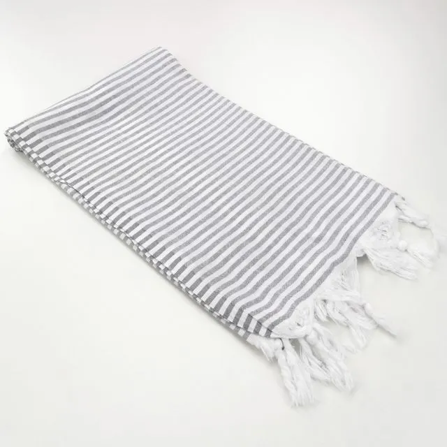 Turkish pareo towel Navy fine stripes