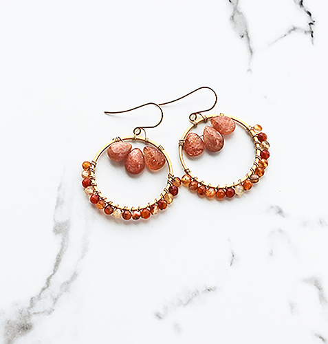 Orange Sunstone Gemstone Earrings