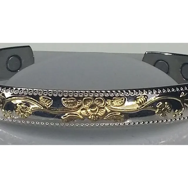 Silver &amp; Gold flower copper bracelet