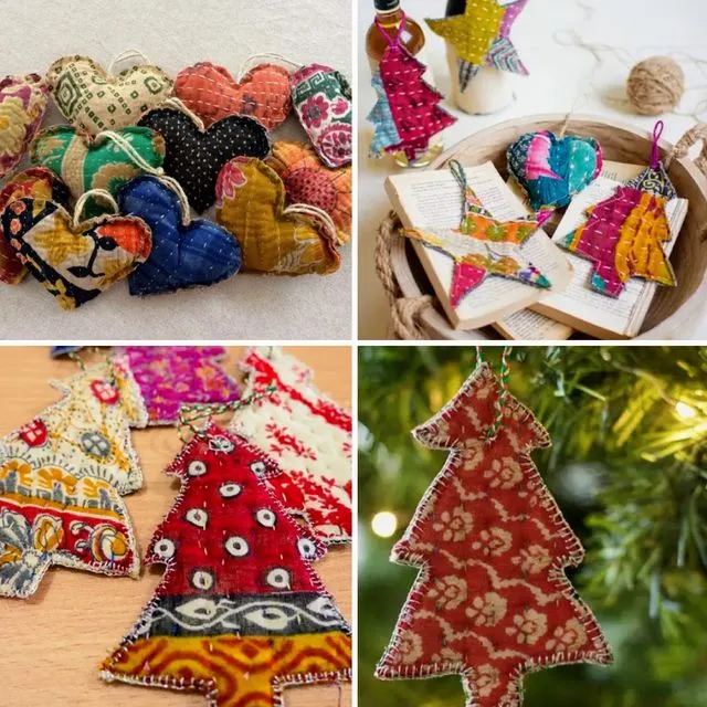 Kantha Christmas Ornaments- Set of 50