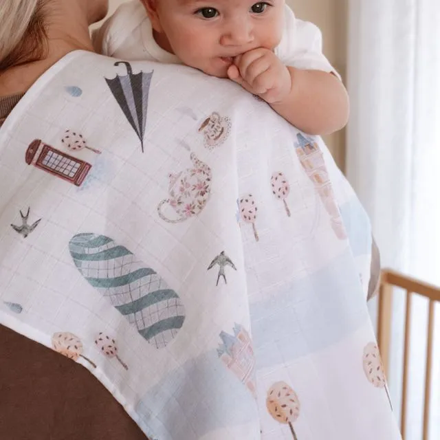 Muslin Baby Swaddle Blanket 100% Cotton London 100x100cm