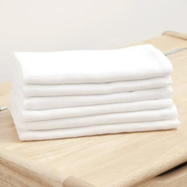 Muslin Baby Burp Cloth SET OF 3 - Pure White Muslin Square