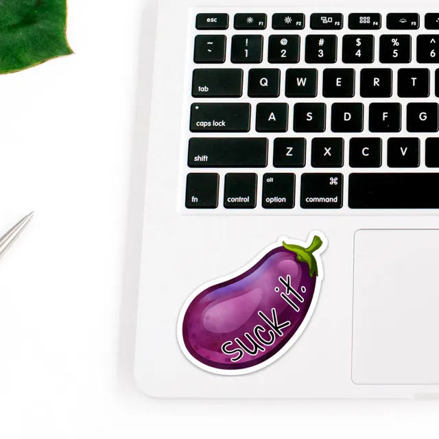 Suck It Funny Eggplant Emoji Waterproof Vinyl Stickers