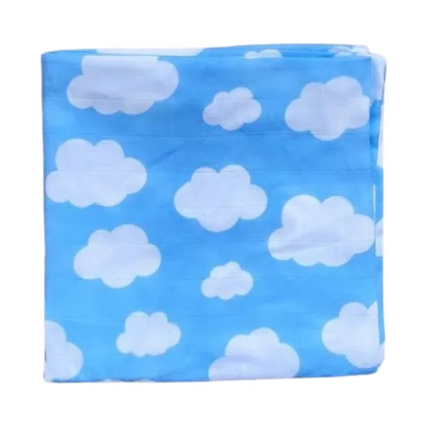 Muslin Baby Swaddle Blanket 100% Cotton Organic Clouds 100x100cm