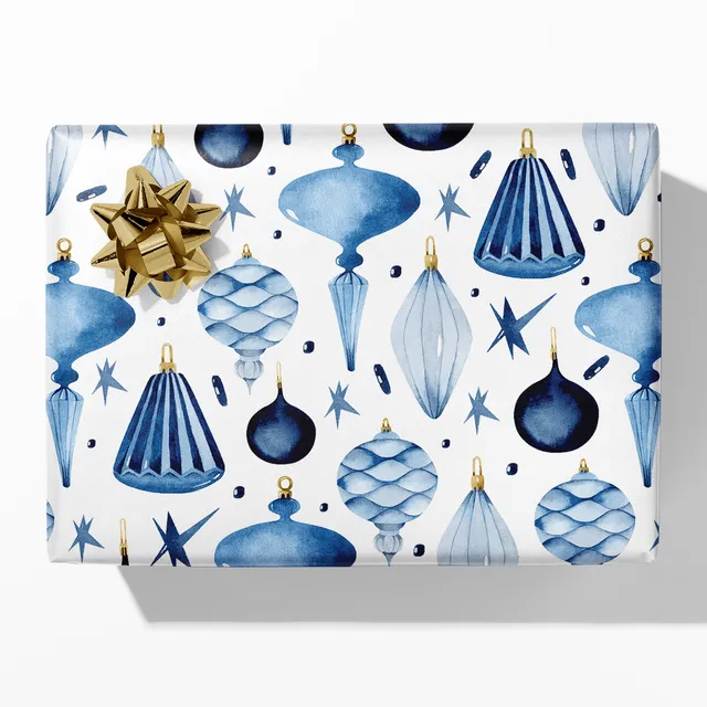 Blue Christmas Bauble Wrapping Paper