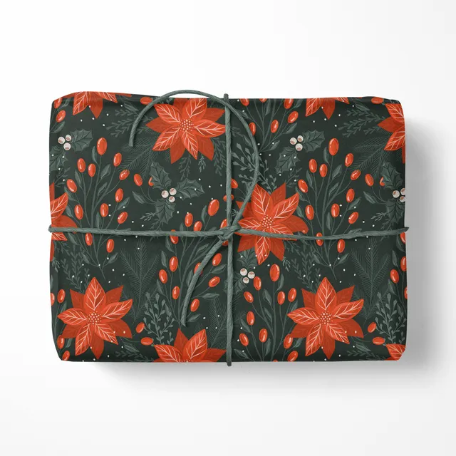 Christmas Poinsettia Wrapping Paper